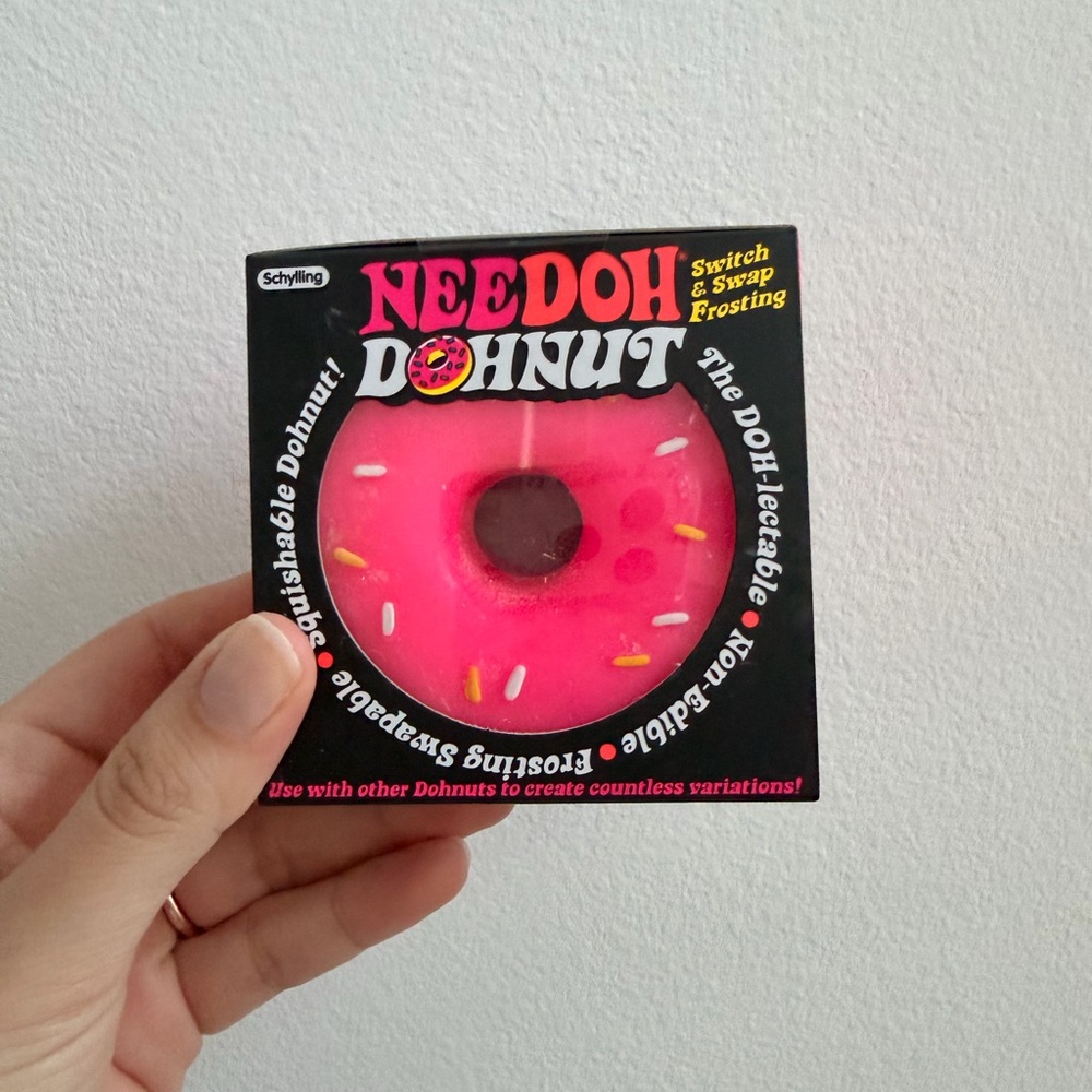 NEW! NeeDoh Donut~ Orange with Pink Frosting and Sugar ~Squishy Fidget Toy